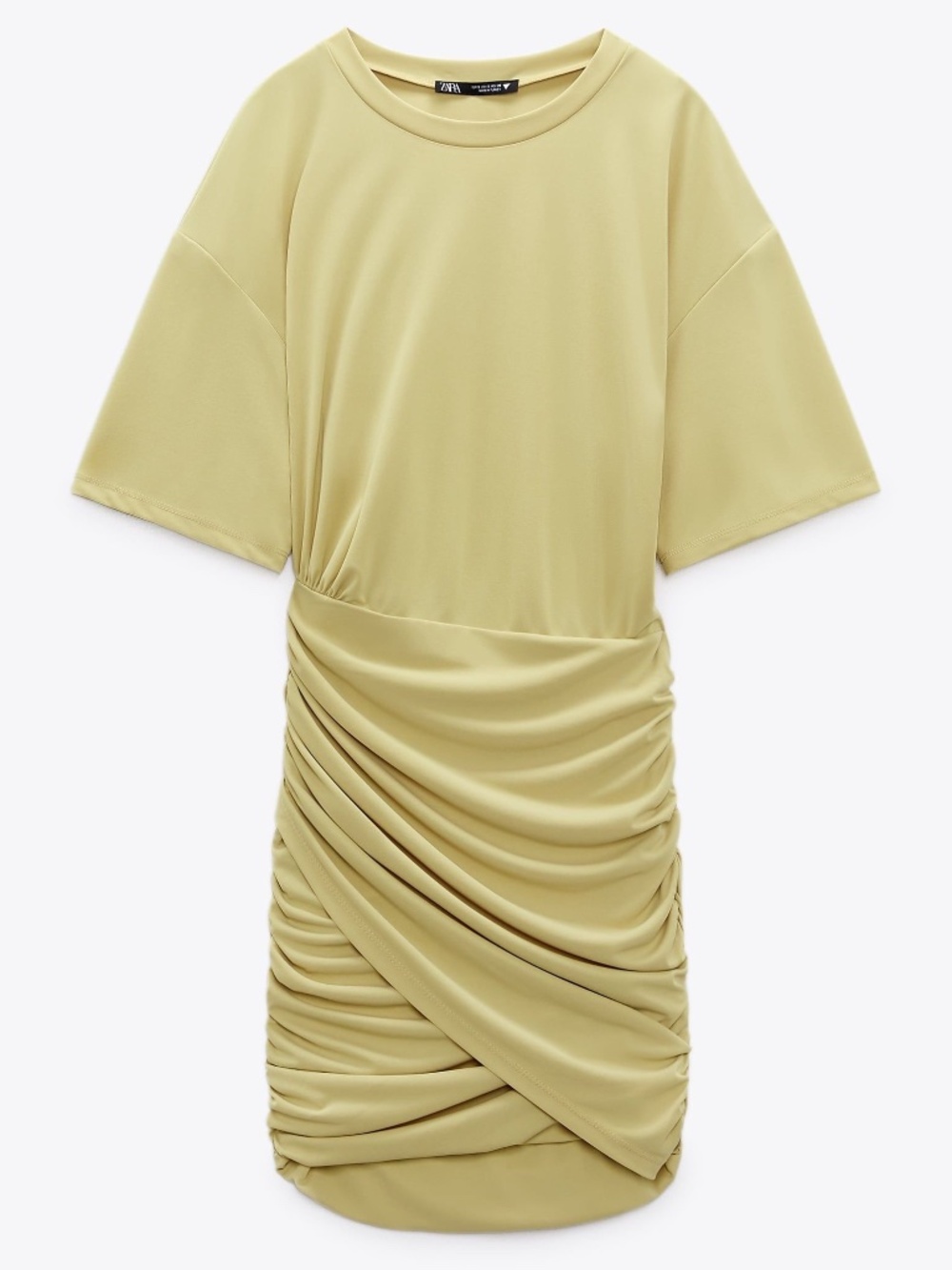 NWT Zara Ruched Short Sleeve Dress - size Large